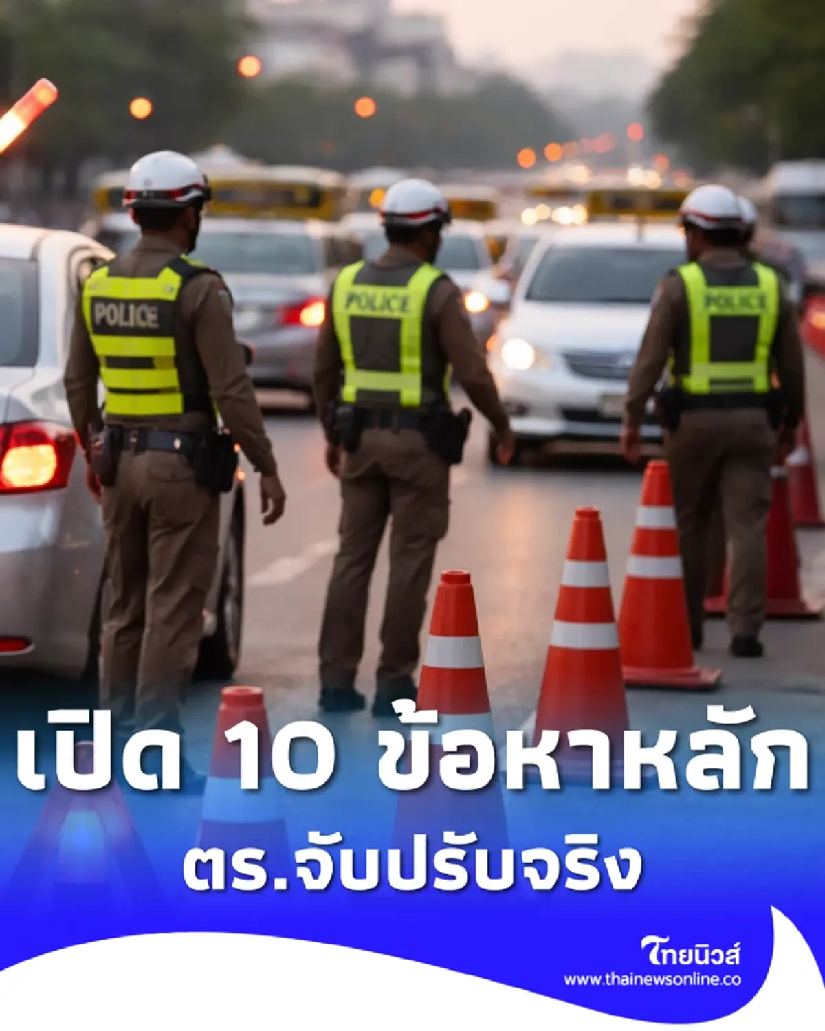 10 ข้อหาหลักกฎจราจร ตร.จับปรับจริง บังคับใช้เต็มรูปแบบ 1 เม.ย. นี้