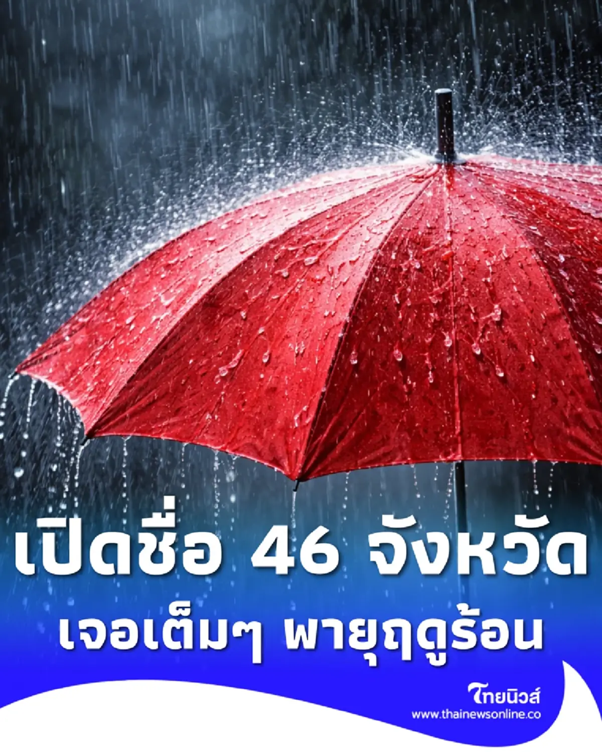 เตือนรายชื่อ 46 จังหวัด เจอเต็มๆ พายุฤดูร้อนวันนี้ ฝนถล่ม ลมแรง 