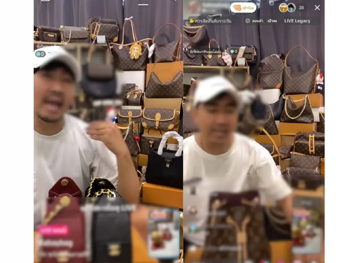บุกจับคาไลฟ์ พ่อค้าออนไลน์ขายกระเป๋าหรูแบรนด์เนมปลอม