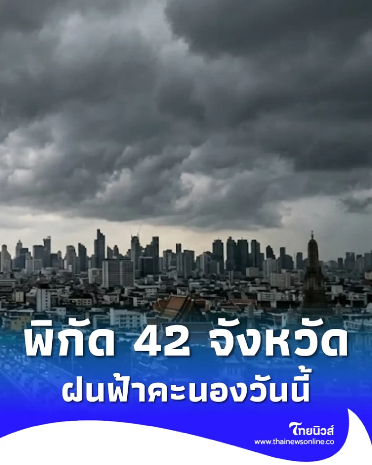 เตือน สภาพอากาศวันนี้ พิกัด 42 จังหวัด เจอฝนฟ้าคะนอง ลมกระโชกแรง