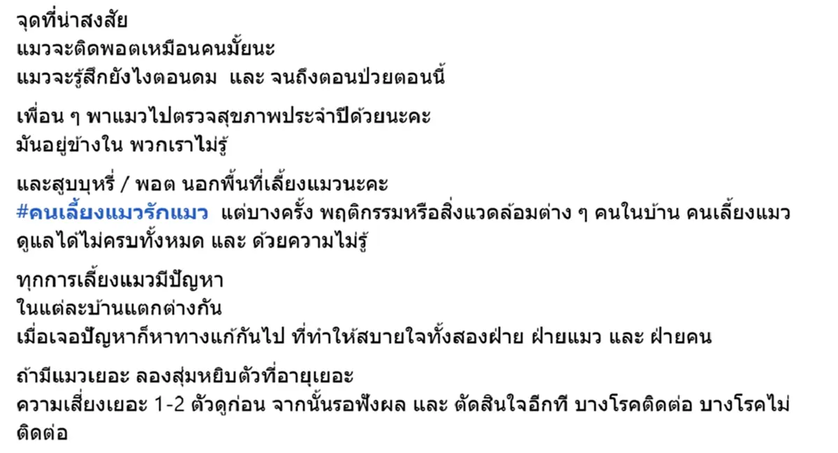 เตือนภัย แมวปอดอักเสบ เพราะเจ้าของดูดพอต แนะจุดสังเกตเบื้องต้น
