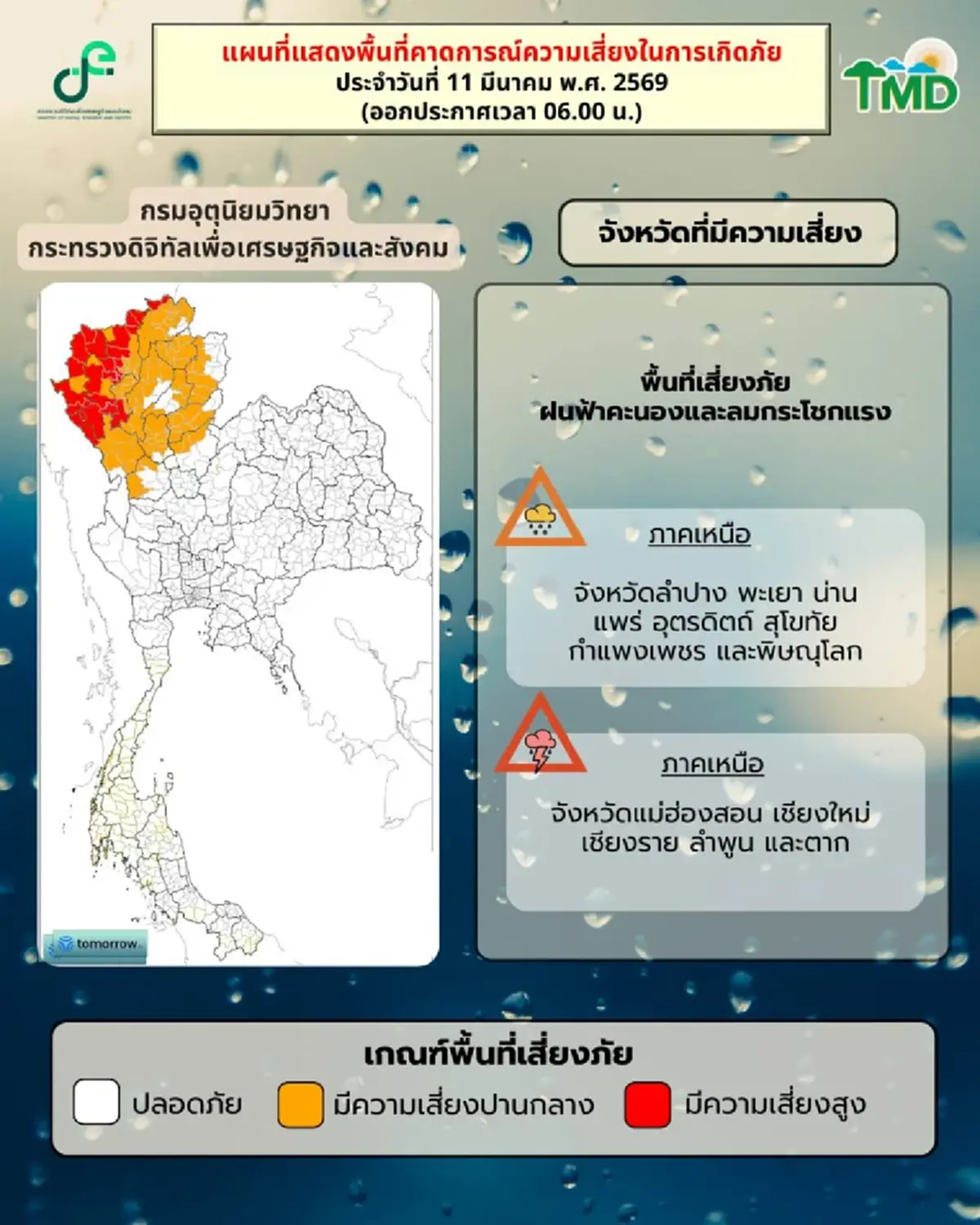 เตือนพายุฤดูร้อนวันนี้ เปิดรายชื่อ 31 จังหวัด เจอเต็มๆ ฝนฟ้าคะนอง