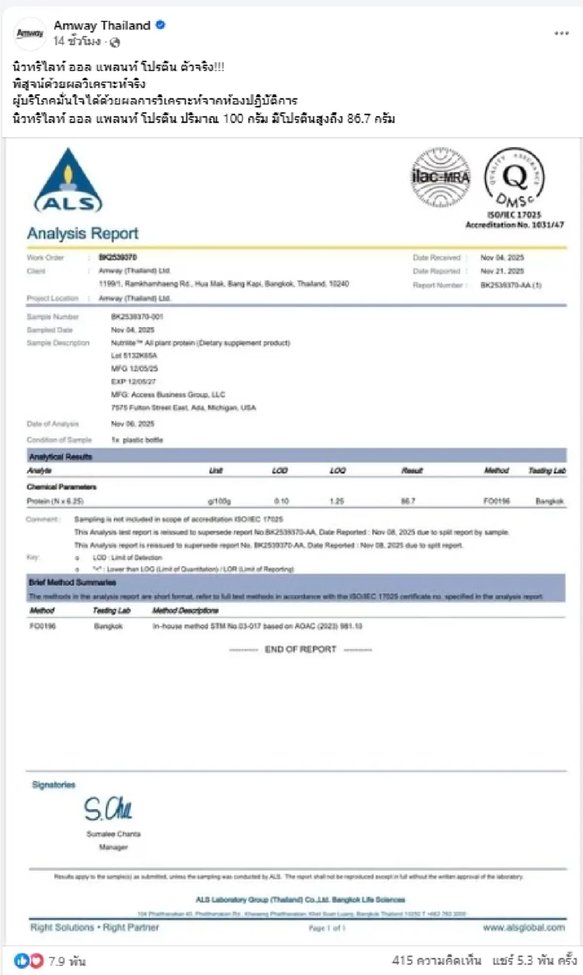 เดือดทั้งวงการ แบรนด์ดังงัดหลักฐานโชว์ โต้ดราม่าโปรตีนต่ำ 8%
