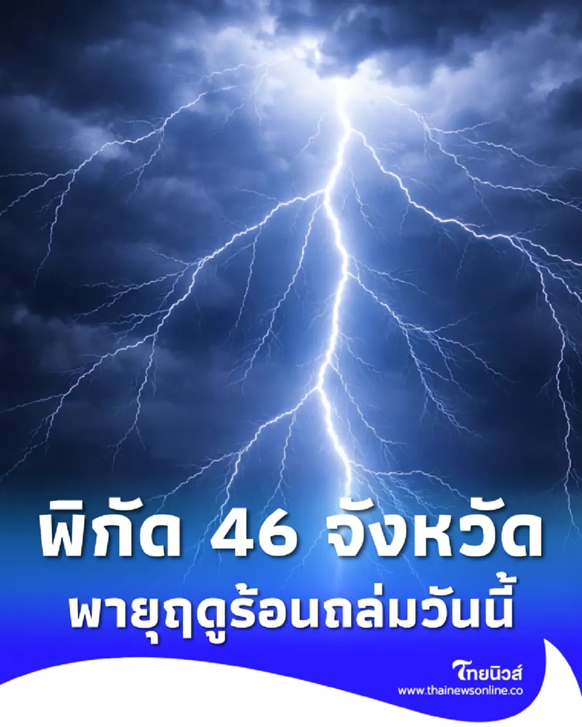 พิกัด 46 จังหวัด เจอพายุฤดูร้อนถล่มวันนี้ ฝนฟ้าคะนอง ลมกระโชกแรง