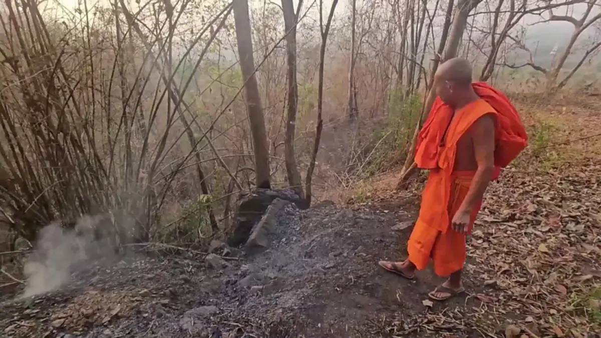 หลวงพ่อหนักใจ! ชาวบ้านเผาป่าหาผักหวาน ทำดอยม่วงคำวอด 60 ไร่