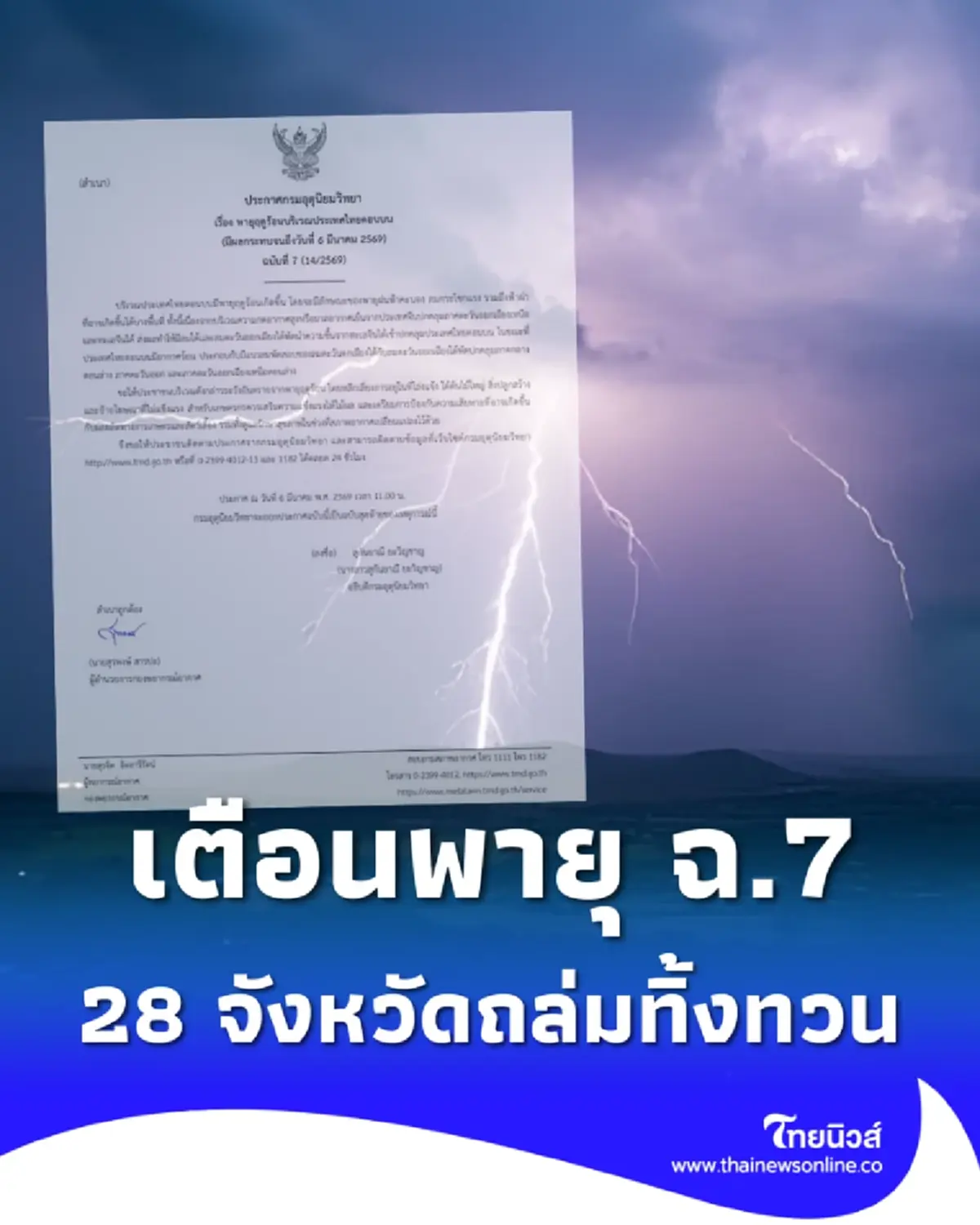 เตือนฉบับสุดท้าย พายุฤดูร้อนถล่มทิ้งทวน พิกัด 28 จังหวัด