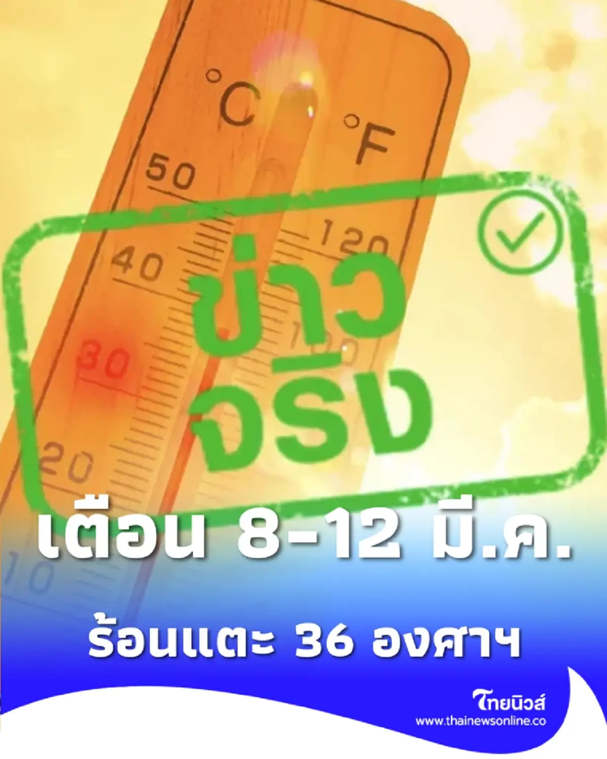 กรมอุตุฯ เตือน 8-12 มี.ค. ไทยตอนบนร้อนแตะ 36 องศาฯ ระวังฝุ่นสะสม