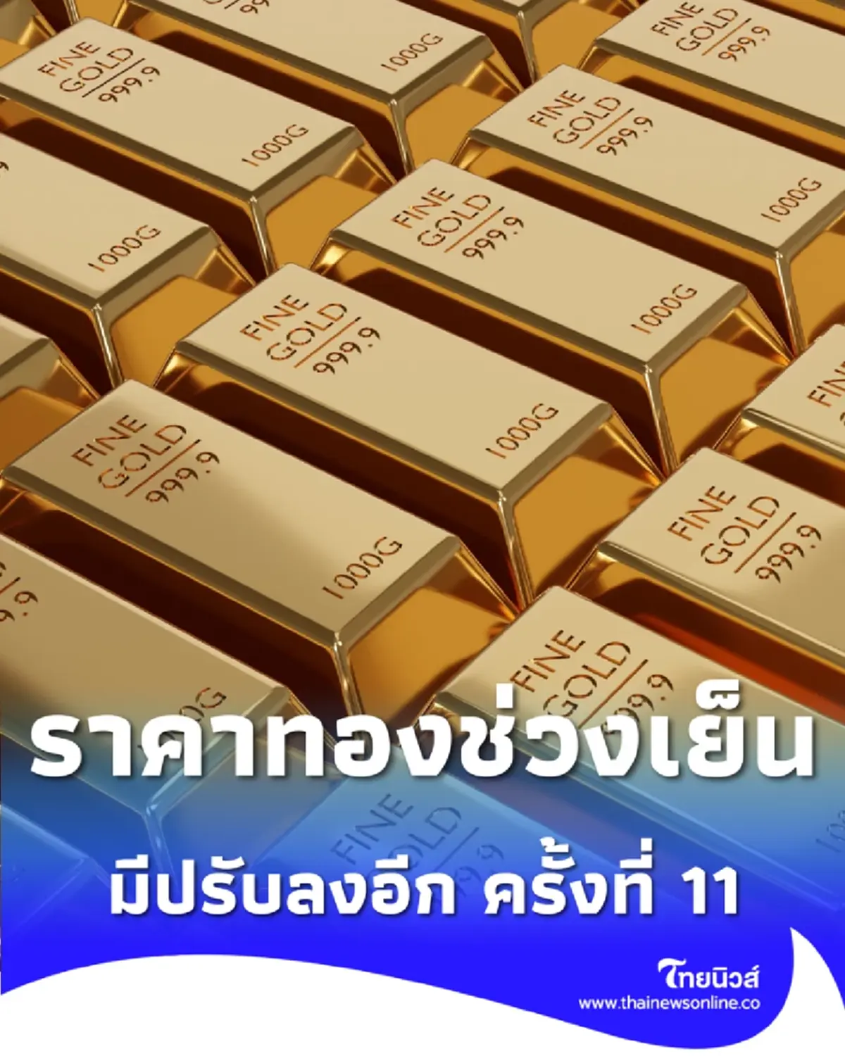 อัปเดตราคาทองช่วงเย็น 17 มี.ค. 69 ราคาทองมีปรับลงอีก ครั้งที่ 11