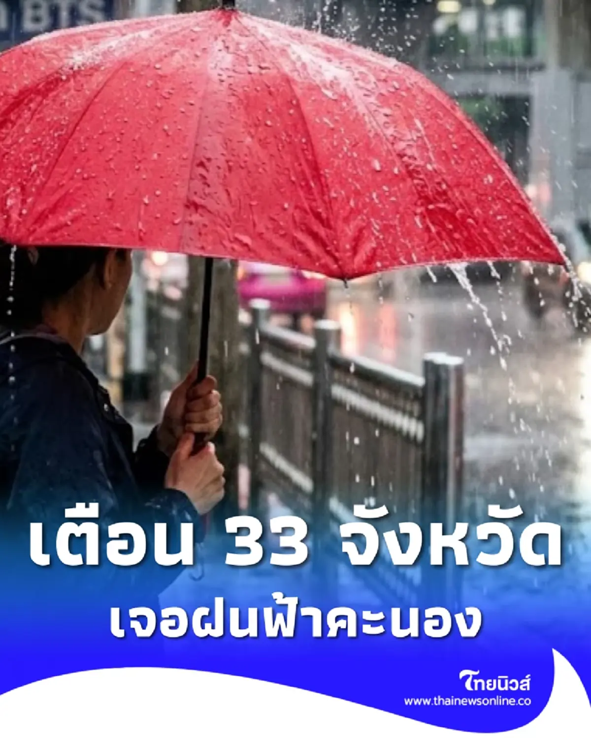 พยากรณ์อากาศวันนี้ เปิดชื่อ 33 จังหวัด มีฝนฟ้าคะนอง ลมกระโชกแรง 