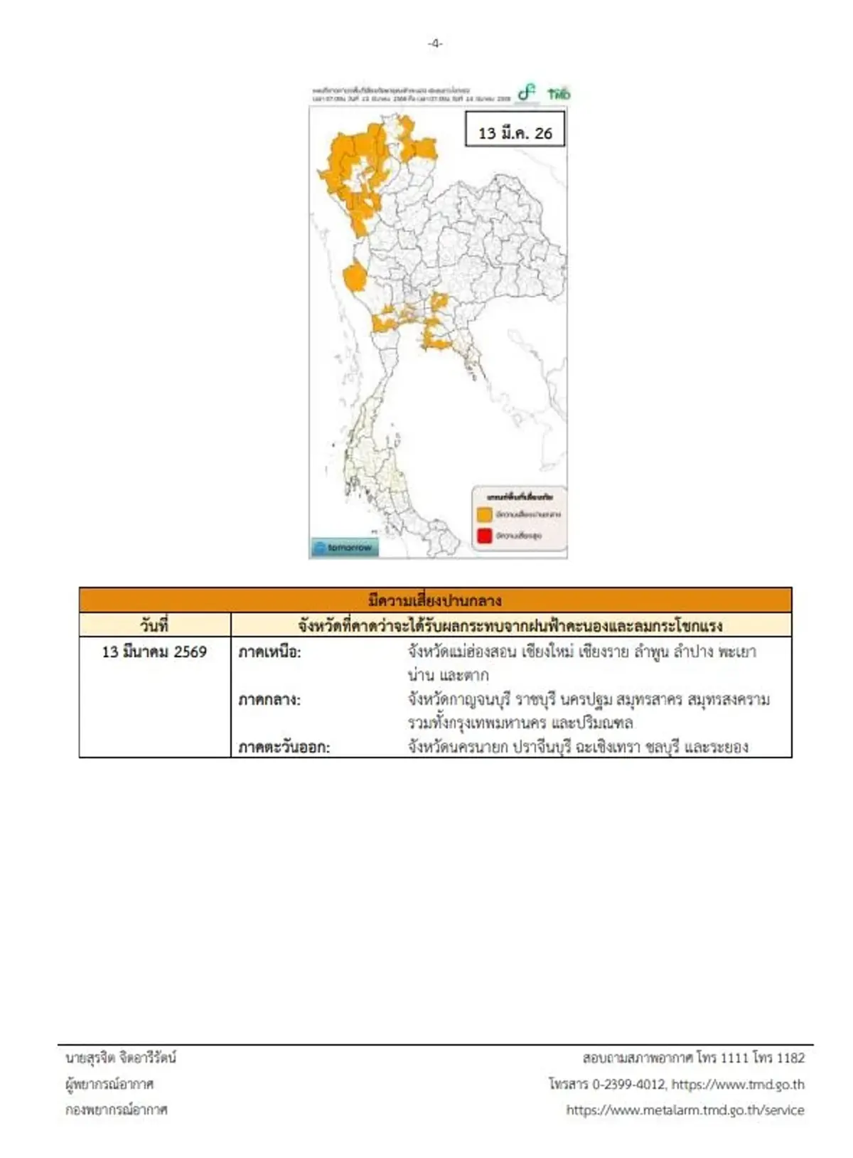 เตือนด่วน ฉ.2 พายุฤดูร้อนถล่ม 43 จังหวัดเสี่ยงหนัก 11-13 มี.ค.69