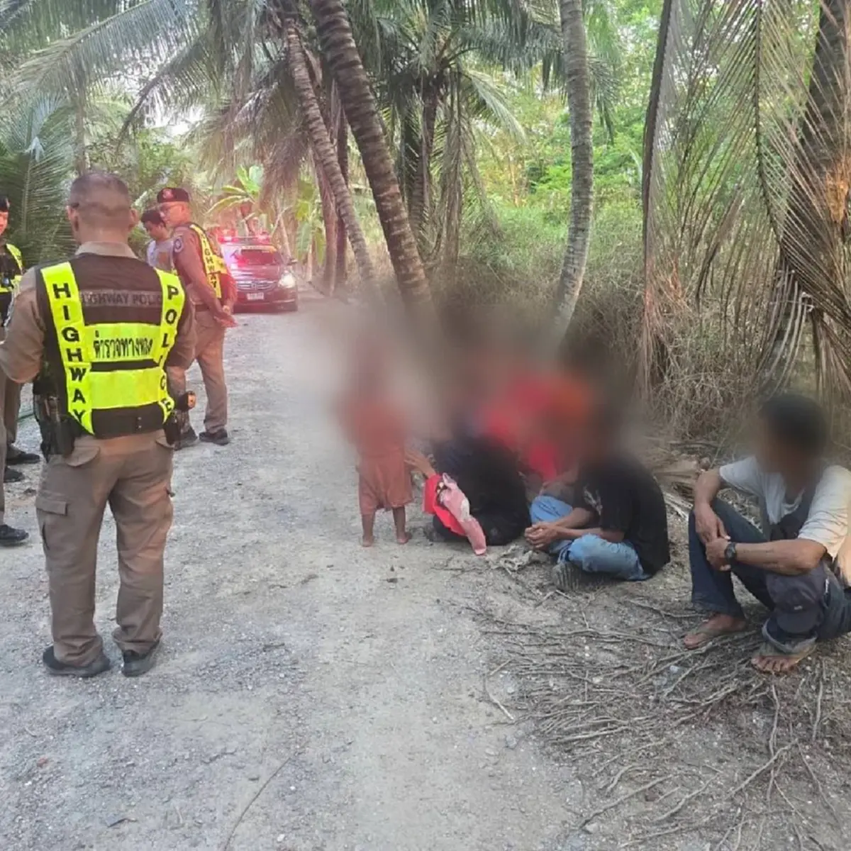 ซิ่งหนีด่านไม่รอด! รวบ 12 ต่างด้าว อัดแน่นเก๋ง พุ่งชนต้นมะพร้าว