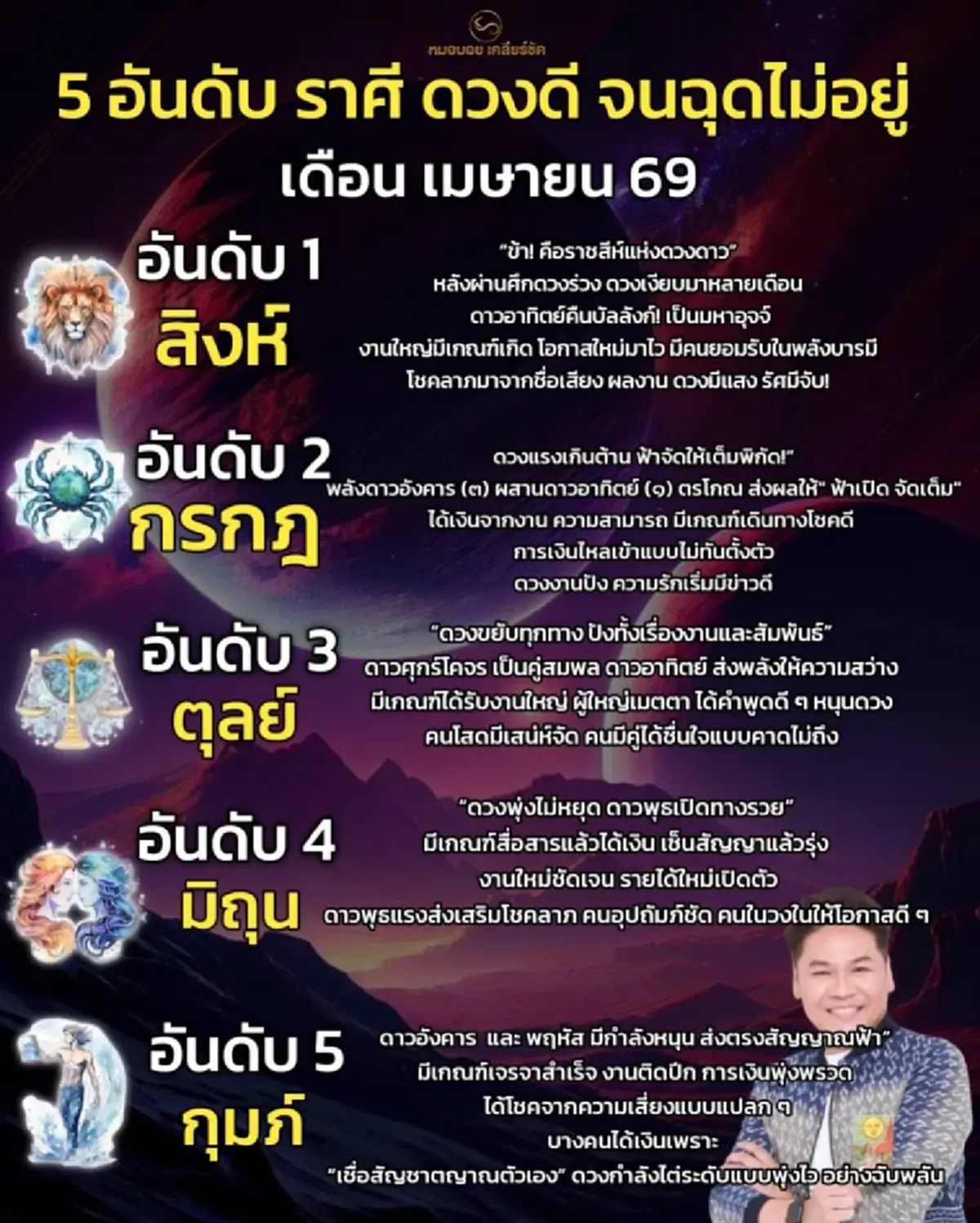 เต็ม ๆ งานนี้ "1ราศี" ของแท้ ดวงดีอันดับ 1 ประจำเดือน เม.ย. 69 