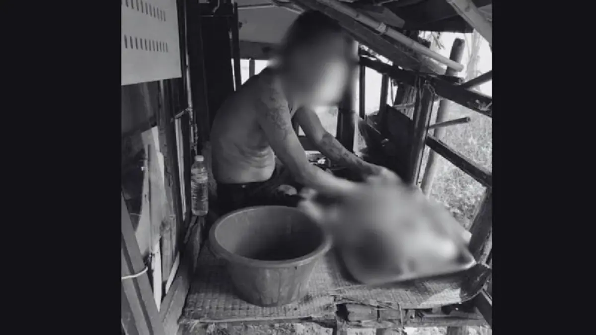 รวบคาเตา! ชายชำแหละเนื้อสุนัขอ้างเก็บซากมากิน ตรวจเจอฉี่ม่วง