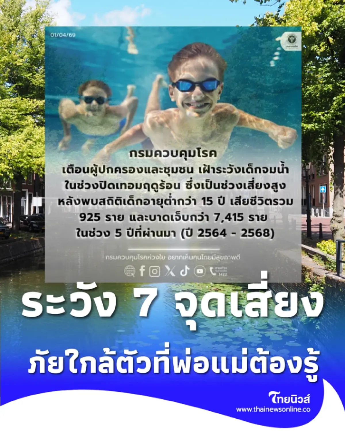 ระวัง 7 จุดเสี่ยงจมน้ำช่วงปิดเทอม ภัยใกล้ตัวที่พ่อแม่ต้องรู้