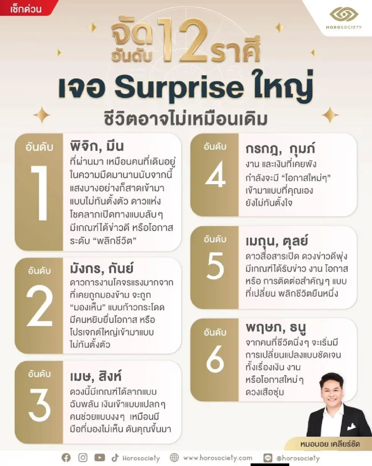 หมอบอย เคลียร์ชัด ราศีเซอร์ไพรส์ใหญ่ พลิกชีวิต ได้โชคลาภฉับพลัน