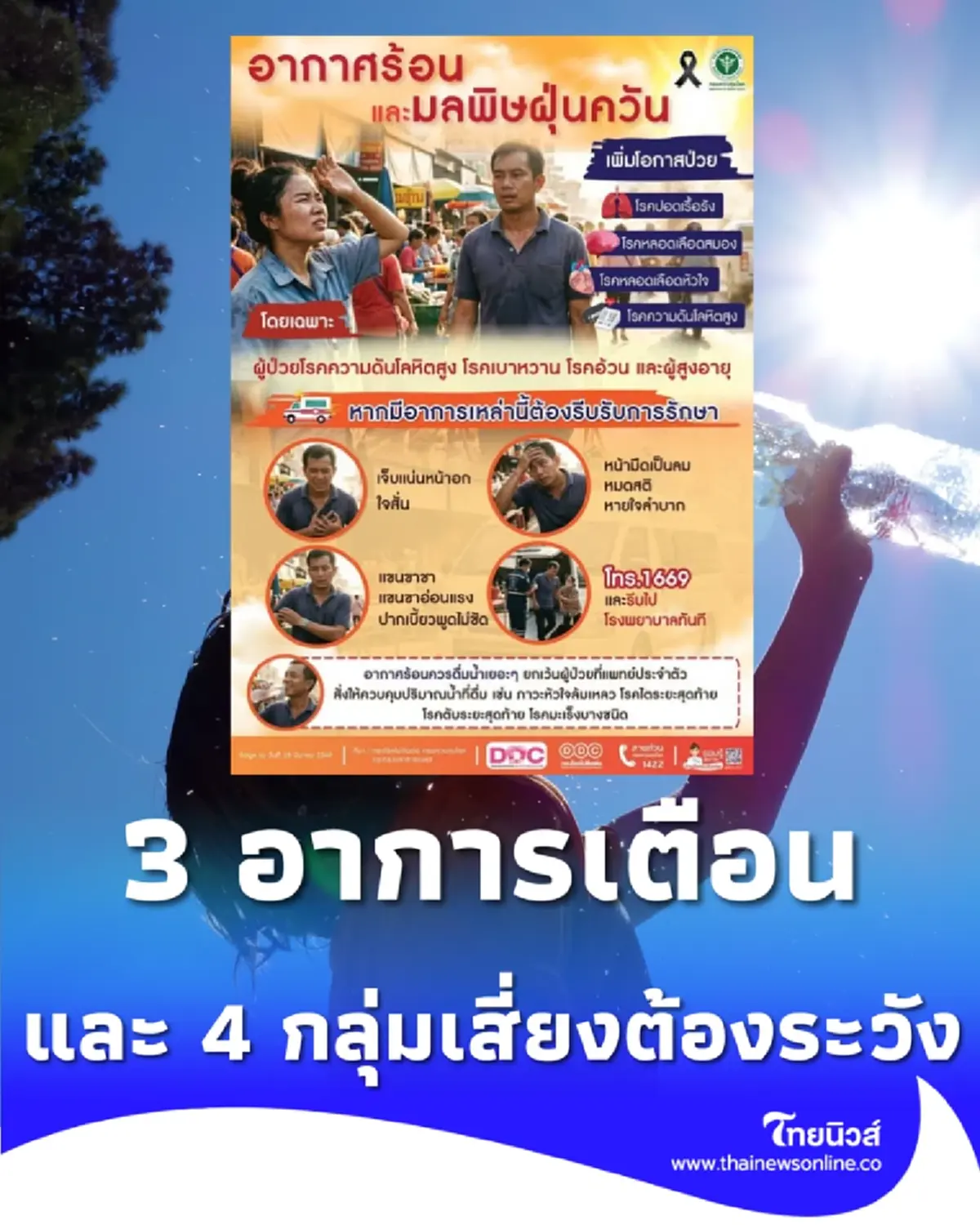 ร้อน+ฝุ่นพิษ เช็ก 3 อาการเตือนโรคอันตราย และ 4 กลุ่มเสี่ยง