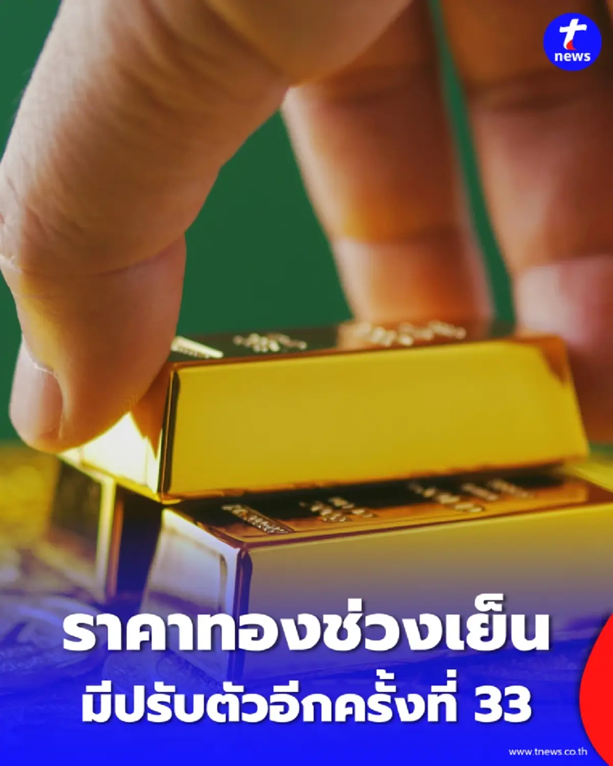 อัปเดตราคาทองช่วงเย็น 1 เม.ย. 69 ราคาทองมีปรับตัวอีกครั้งที่ 33