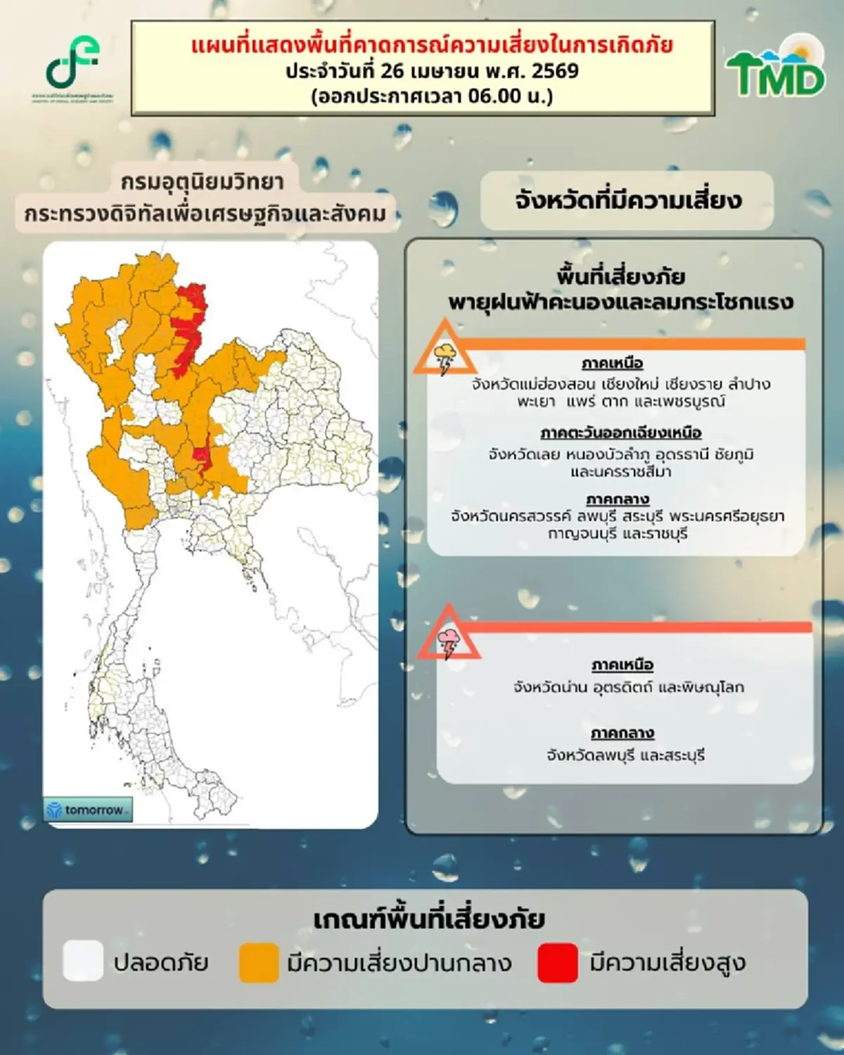 พยากรณ์อากาศวันนี้ เปิด 44 จังหวัด มีฝนฟ้าคะนอง ลมกระโชกแรง