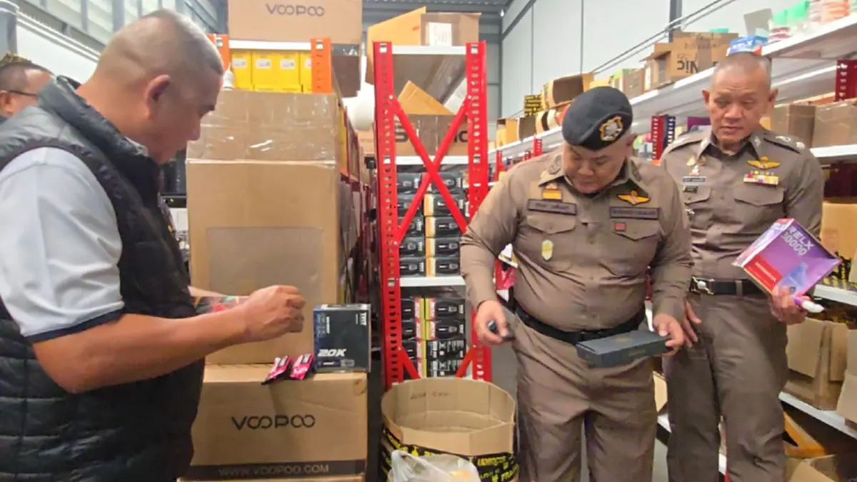 บุกยึดบุหรี่ไฟฟ้าแพรกษา 200 ล้าน! ล็อตใหญ่สุดจ่ออายัดทรัพย์