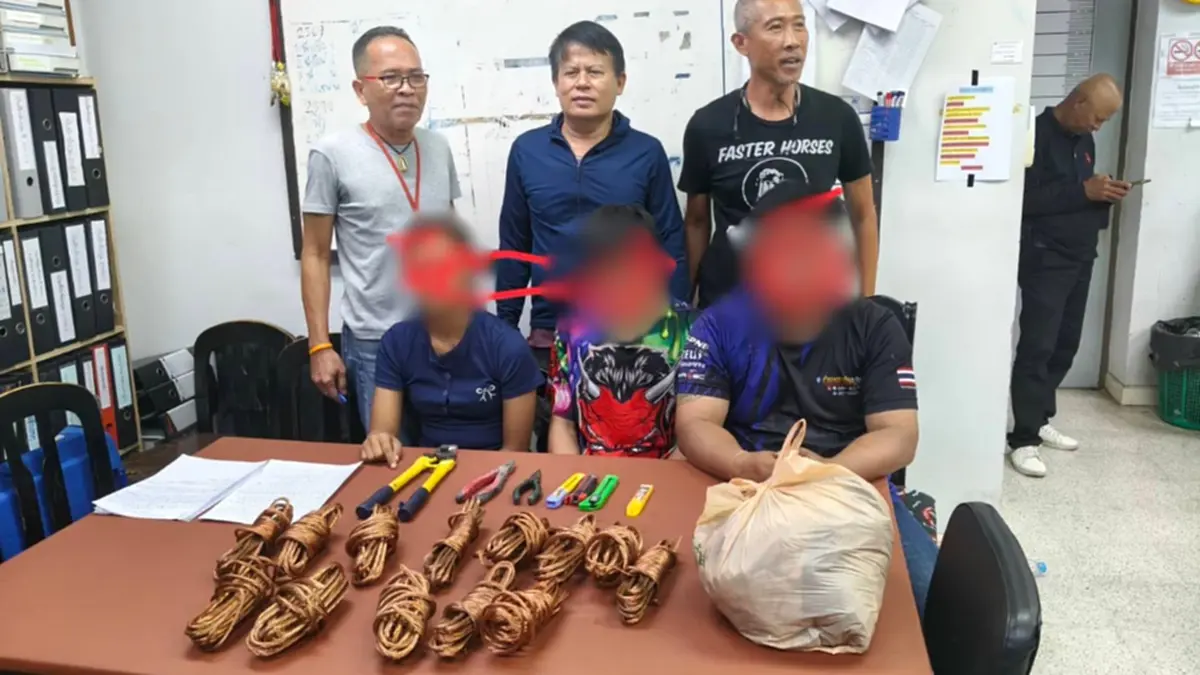 จับแก๊งลักตัดสายไฟสามพรานทำมืดทั้งตำบล ยึดทองแดงเพียบ