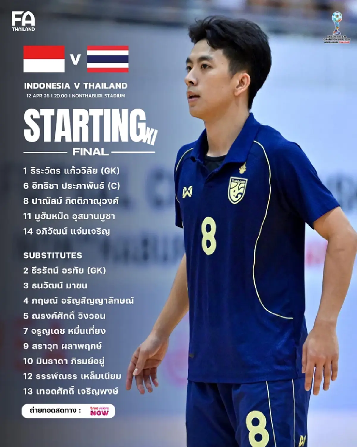 "ดูฟุตซอลสด" ไทย v อินโดนีเซีย ดูฟรี ฟุตซอลรอบชิง ไทย พบ อินโดนีเซีย