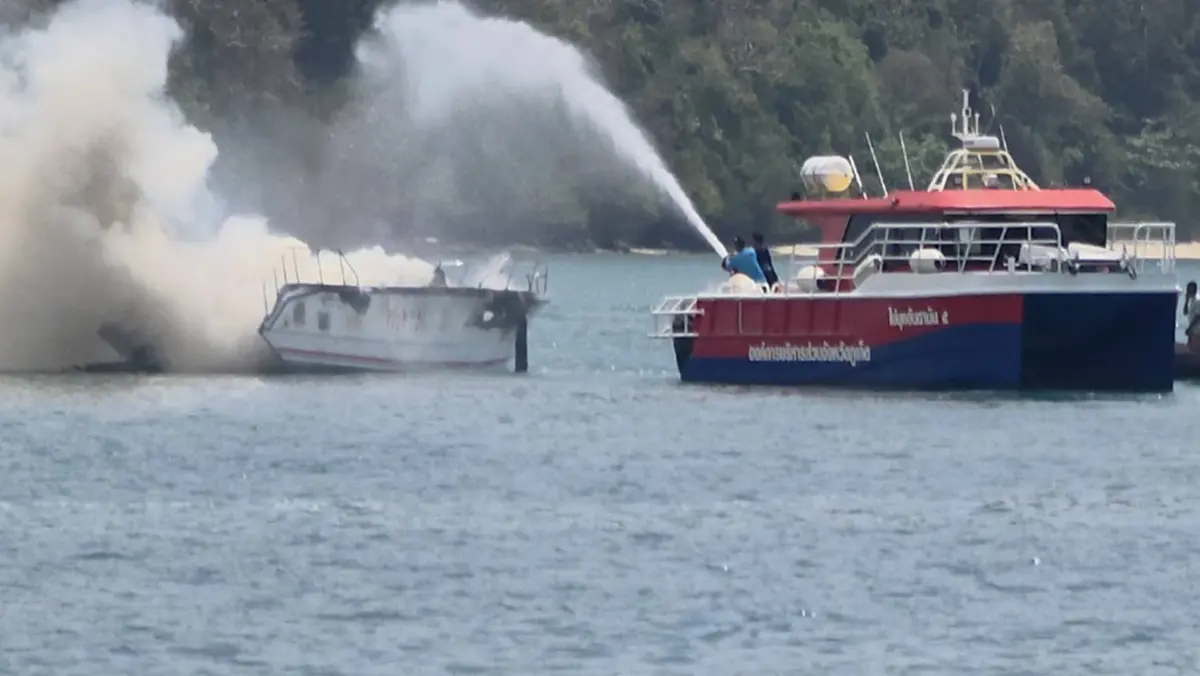 พบแล้วร่างผู้สูญหาย เหตุเรือสปีดโบ๊ทบึ้มไฟไหม้ที่ภูเก็ต