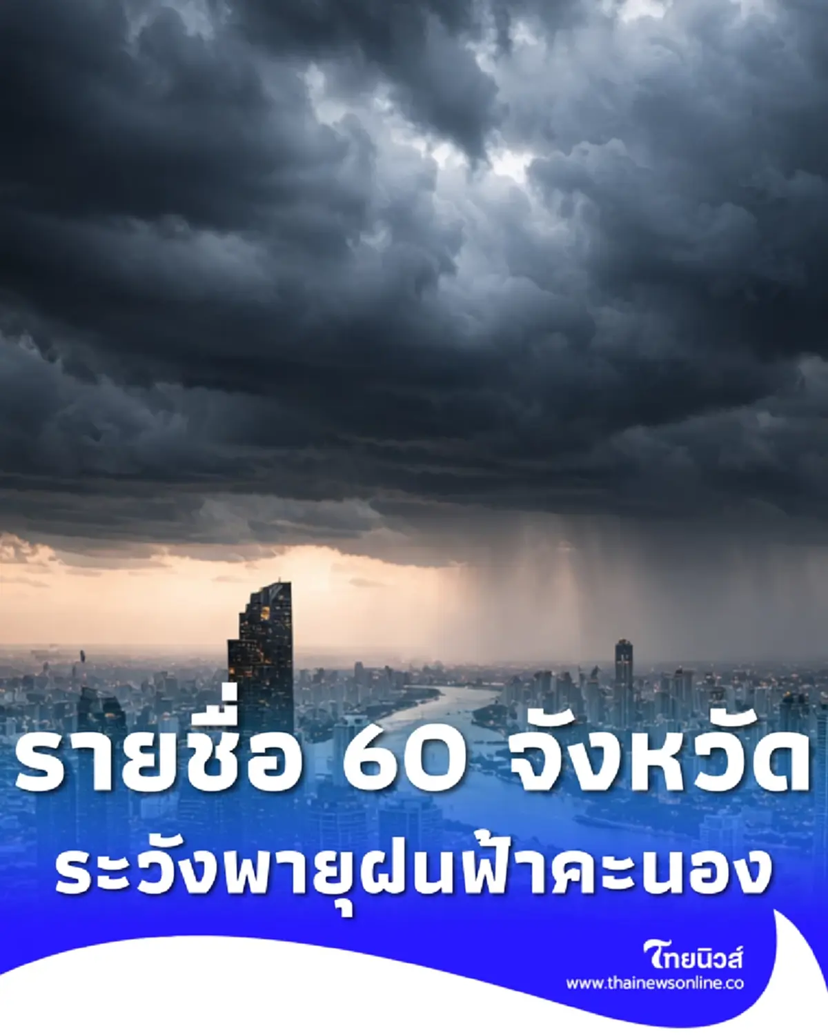 เปิด 60 จังหวัด ปภ.เตือนพายุฝนฟ้าคะนอง ลมกระโชกแรง 16 - 20 เม.ย. 69
