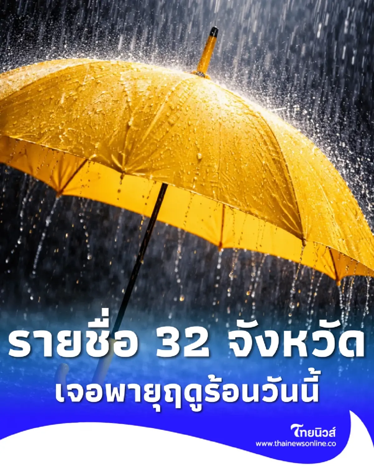สภาพอากาศวันนี้ เปิด 32 จังหวัด เจอพายุฤดูร้อน ฝนฟ้าคะนอง ลมแรง