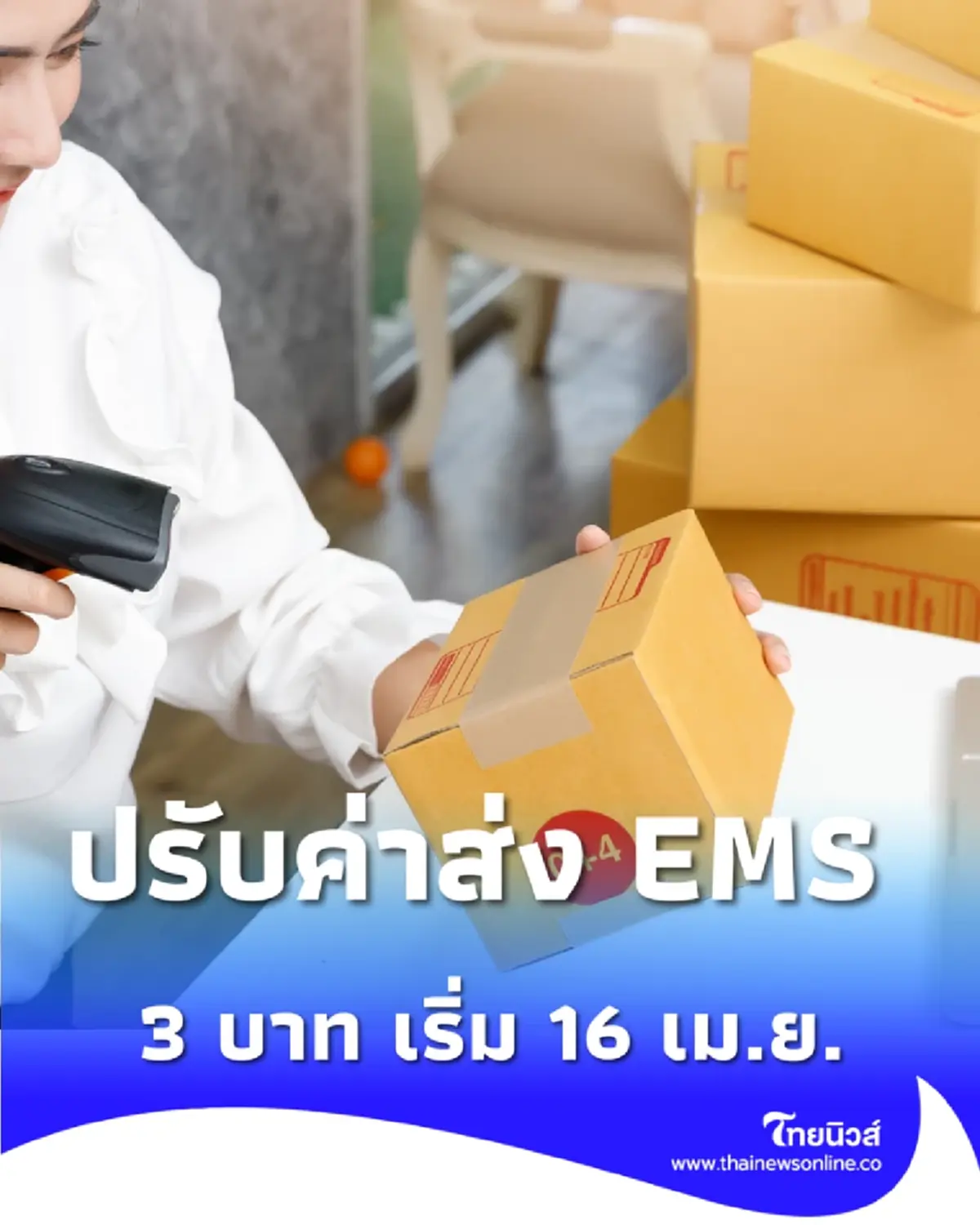 ไปรษณีย์ไทยปรับค่าเซอร์ชาร์จ EMS-eCo Post 3 บาท เริ่ม 16 เม.ย. นี้