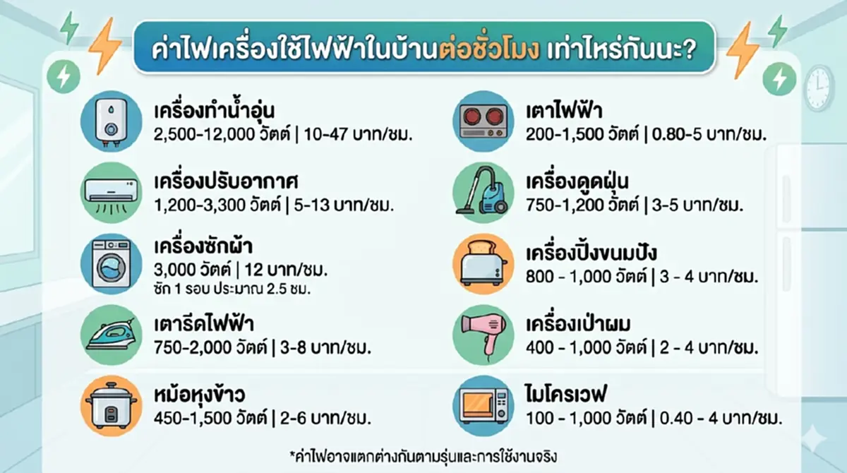 เข้าใจผิดหมด "10เครืองใช้ไฟฟ้า" กินไฟที่สุดในบ้าน ที่แท้จริง 