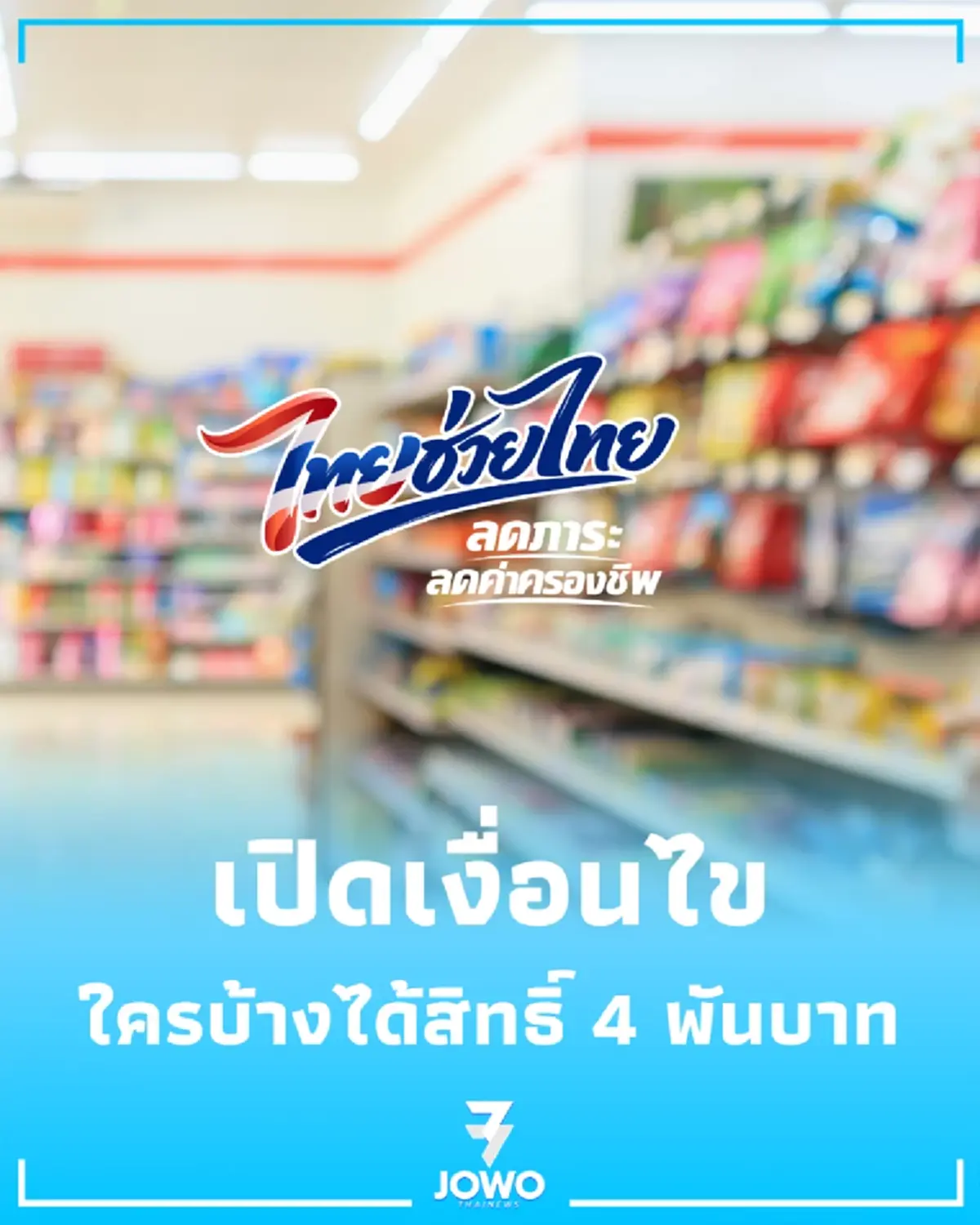 เปิดเงื่อนไข ไทยช่วยไทยพลัส สูงสุด 4 พันบาทต่อคน ใครได้บ้าง