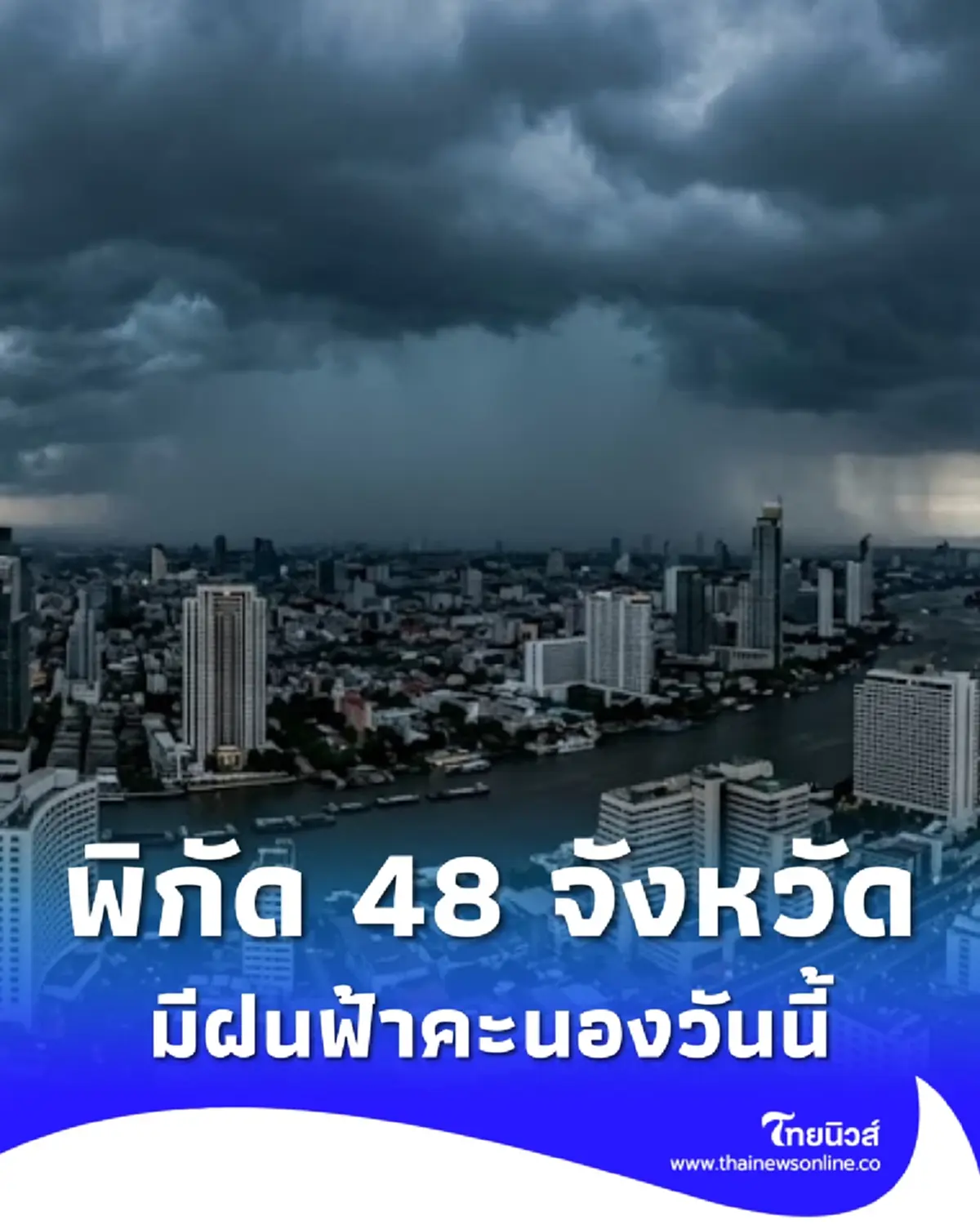 เปิดเส้นทาง 48 จังหวัด กรมอุตุฯ เตือนมีฝนฟ้าคะนอง ลมกระโชกแรง
