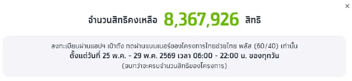 ไทยช่วยไทยพลัส เปิดข้อความแจ้งผล สำหรับผู้ที่รอผลการลงทะเบียน