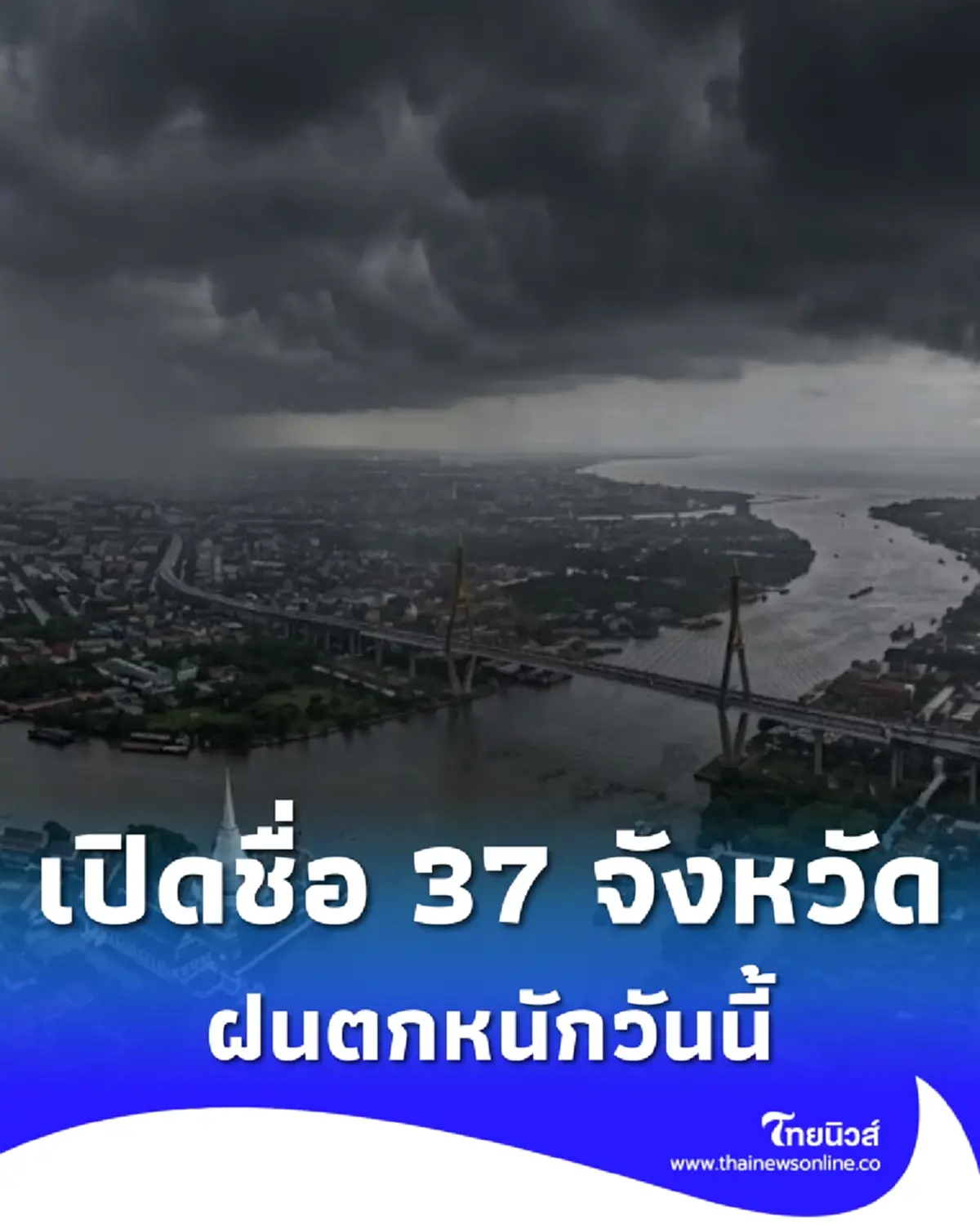 พยากรณ์อากาศวันนี้ เตือนมรสุม 37 จังหวัด เจอเต็มๆ ฝนตกหนัก