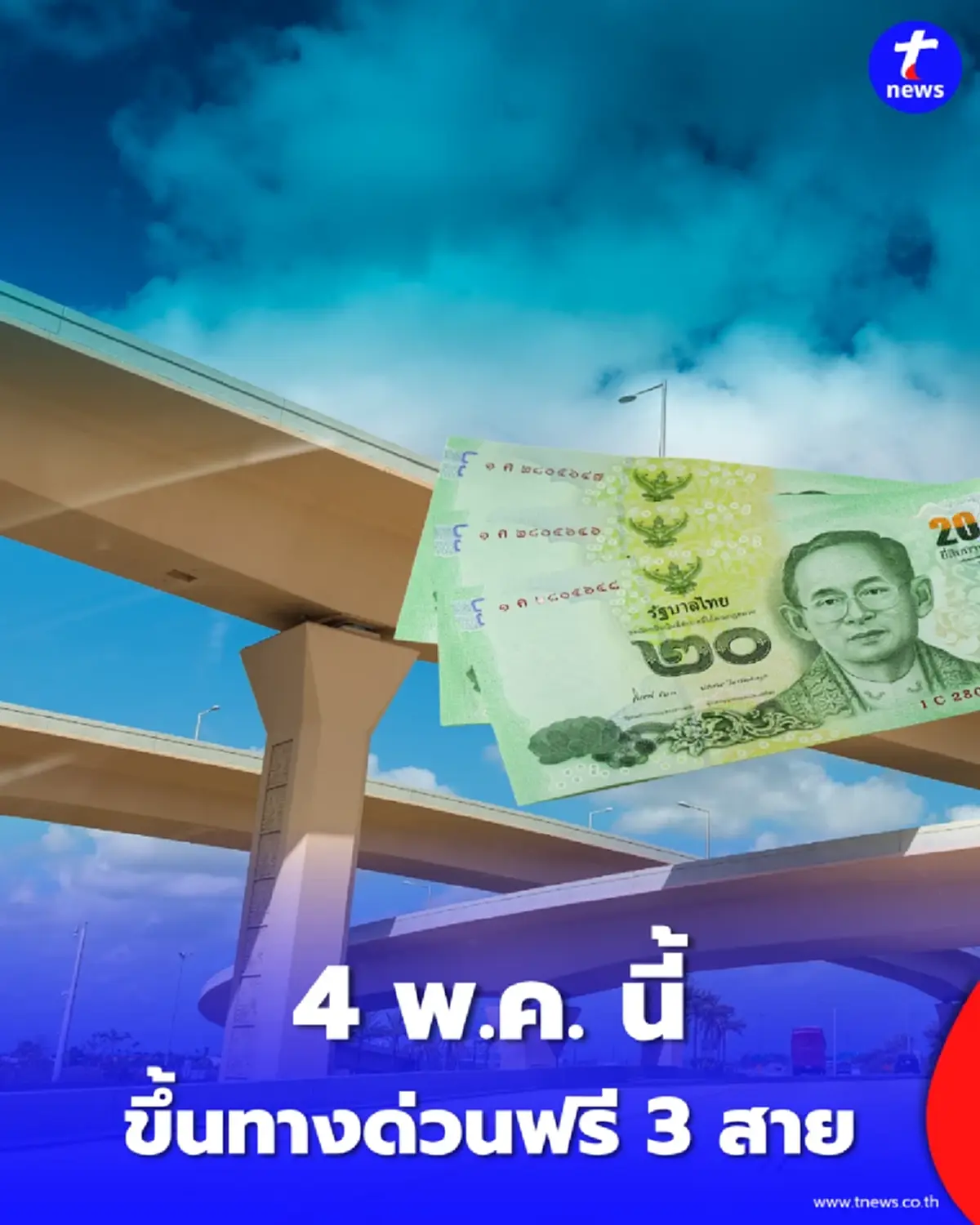 วันฉัตรมงคล ขึ้นทางด่วนฟรี 63 ด่าน เปิด 3 เส้นทางหลัก วิ่งยาวไม่ต้องกำเหรียญ