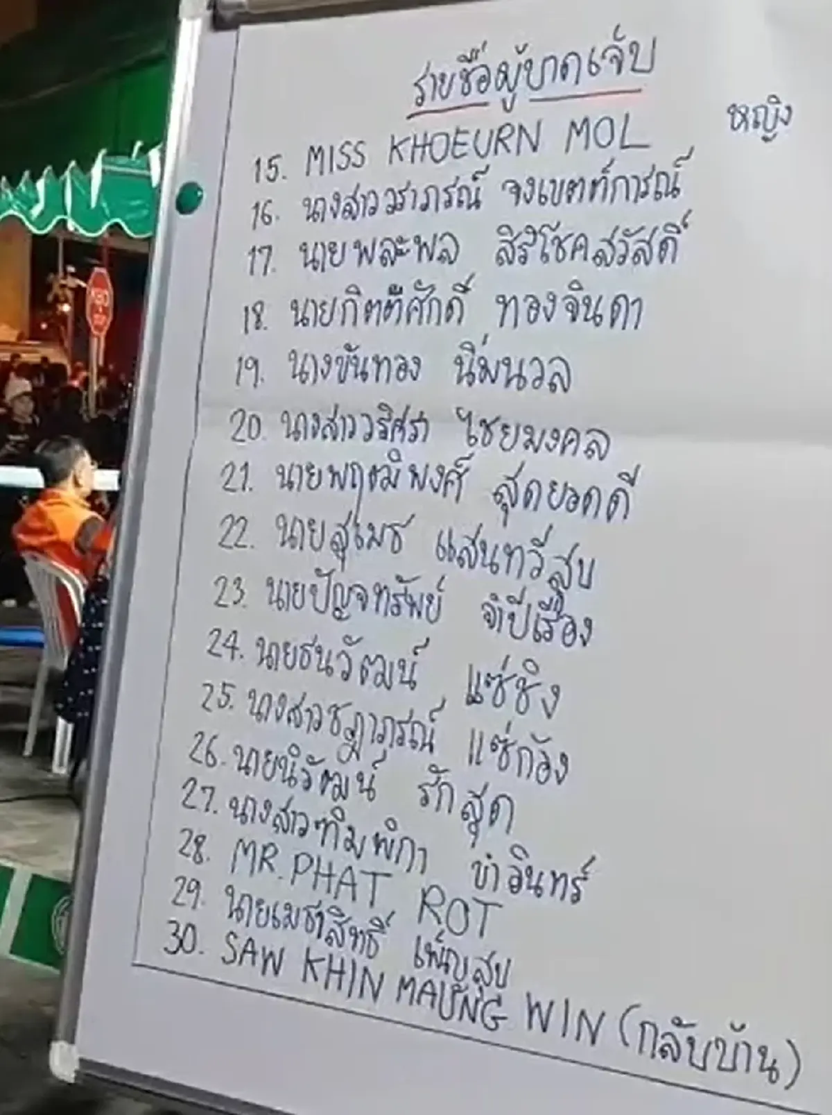 รายชื่อผู้บาดเจ็บ รถไฟพุ่งชนรถเมล์สาย 206 กลางแยกอโศก
