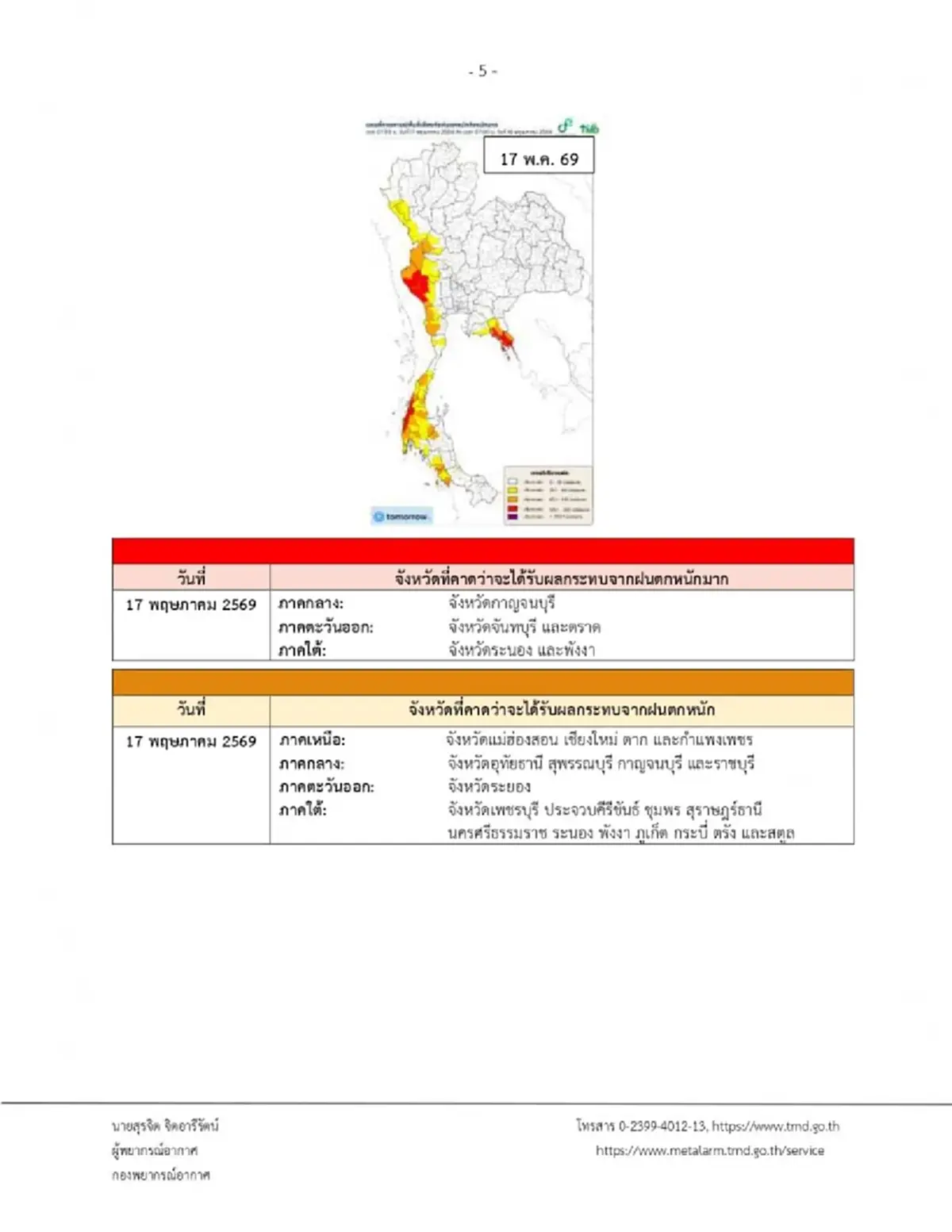 ประกาศ ฉ.3 รายชื่อ 41 จังหวัด วันนี้ฝนตกหนัก ระวังน้ำท่วมฉับพลัน