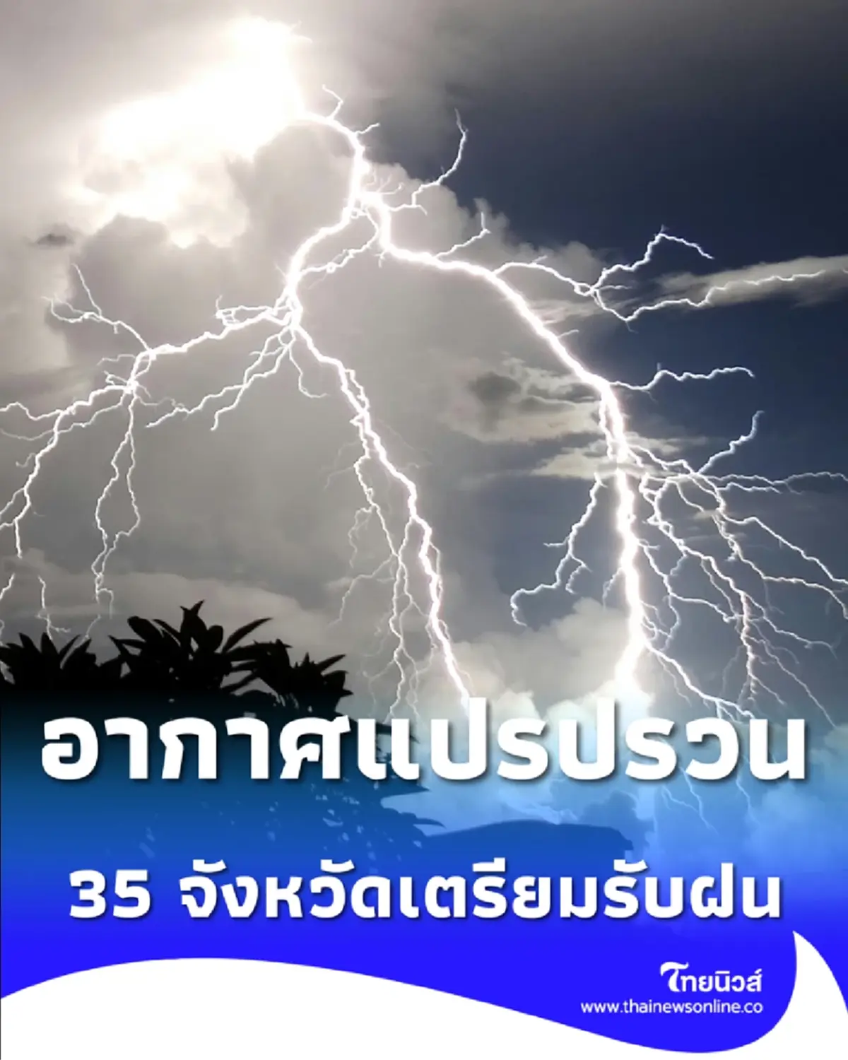 กรมอุตุฯ เตือนรับมือฝนฟ้าคะนอง-ลมแรง วันนี้อากาศแปรปรวนหนัก ร้อนจัดสลับฝน