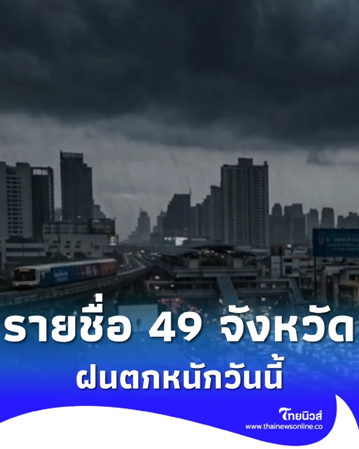 สภาพอากาศวันนี้ เปิดเส้นทาง 49 จังหวัด ฝนฟ้าคะนอง ฝนตกหนัก ลมแรง 