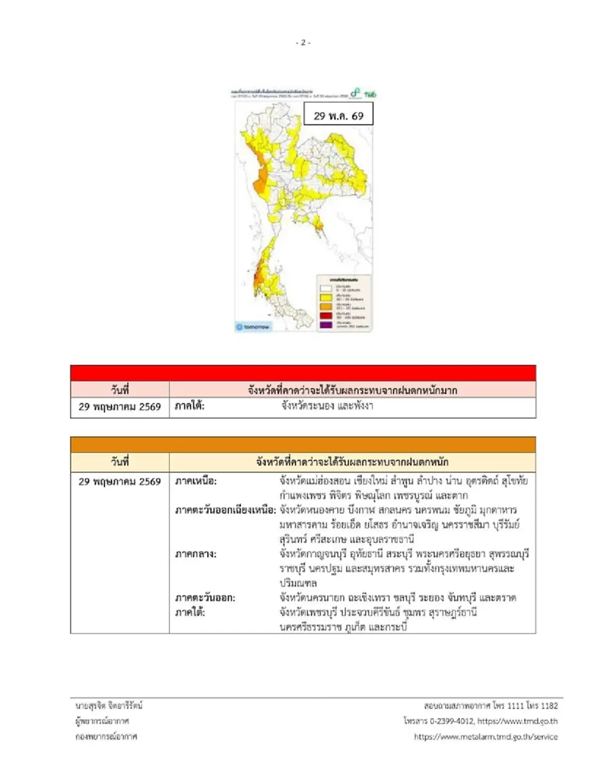 จังหวัดพื้นที่สีแดง เจอมรสุม ฝนตกหนักถึงหนักมากจนถึง 1 มิ.ย. 69