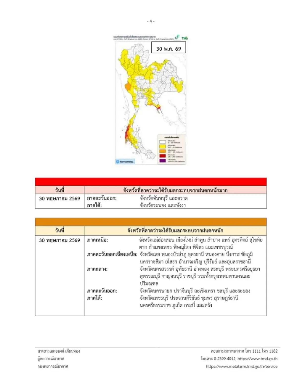 ประกาศ ฉ.1 ฝนตกหนักถึงหนักมาก 28 พ.ค. – 1 มิ.ย. เช็กจังหวัดฝนกระหน่ำ