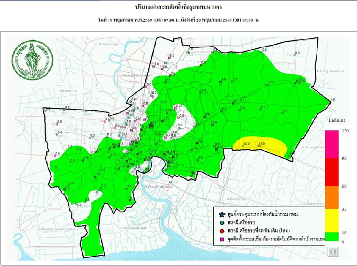 ประเทศไทยฝนตกต่อเนื่อง กทม. โดน 60% ทั่วไทยอ่วมฝนตกหนักมาก