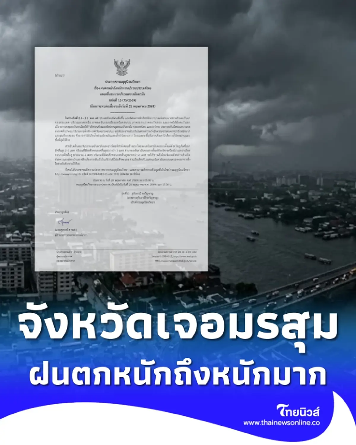 เปิดพิกัดจังหวัด เจอมรสุมกำลังค่อนข้างแรง ฝนตกหนักมากวันนี้