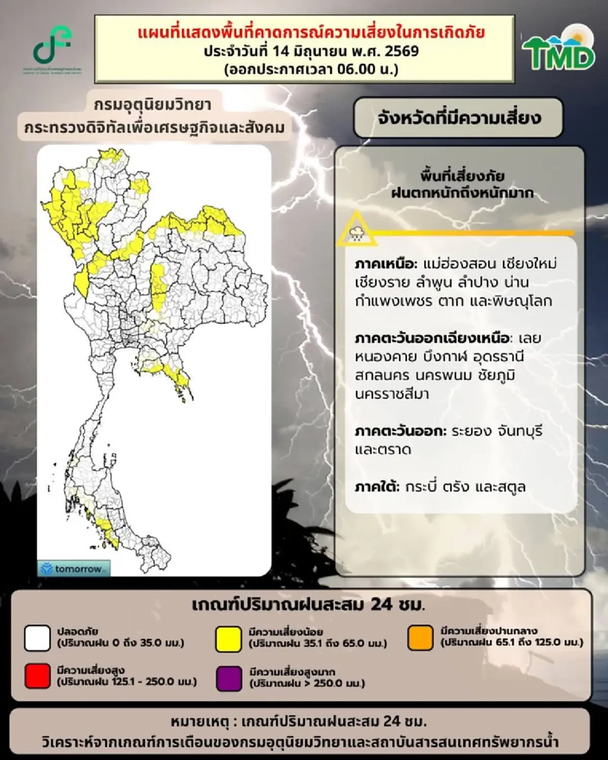 เตือน 44 จังหวัด ระวังมรสุมวันนี้ ฝนตกหนัก เสี่ยงน้ำท่วมฉับพลัน