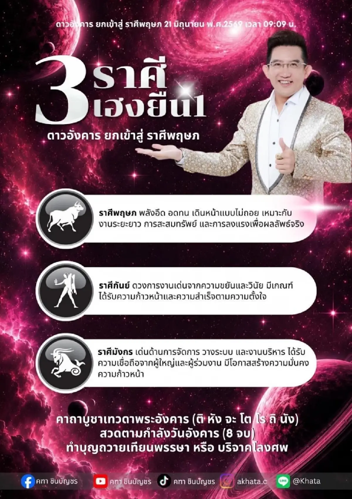 ดาวอังคารย้าย 21 มิ.ย. อ.คฑา เคาะ 3 ราศี เฮงยืนหนึ่ง งานปัง ก้าวหน้า