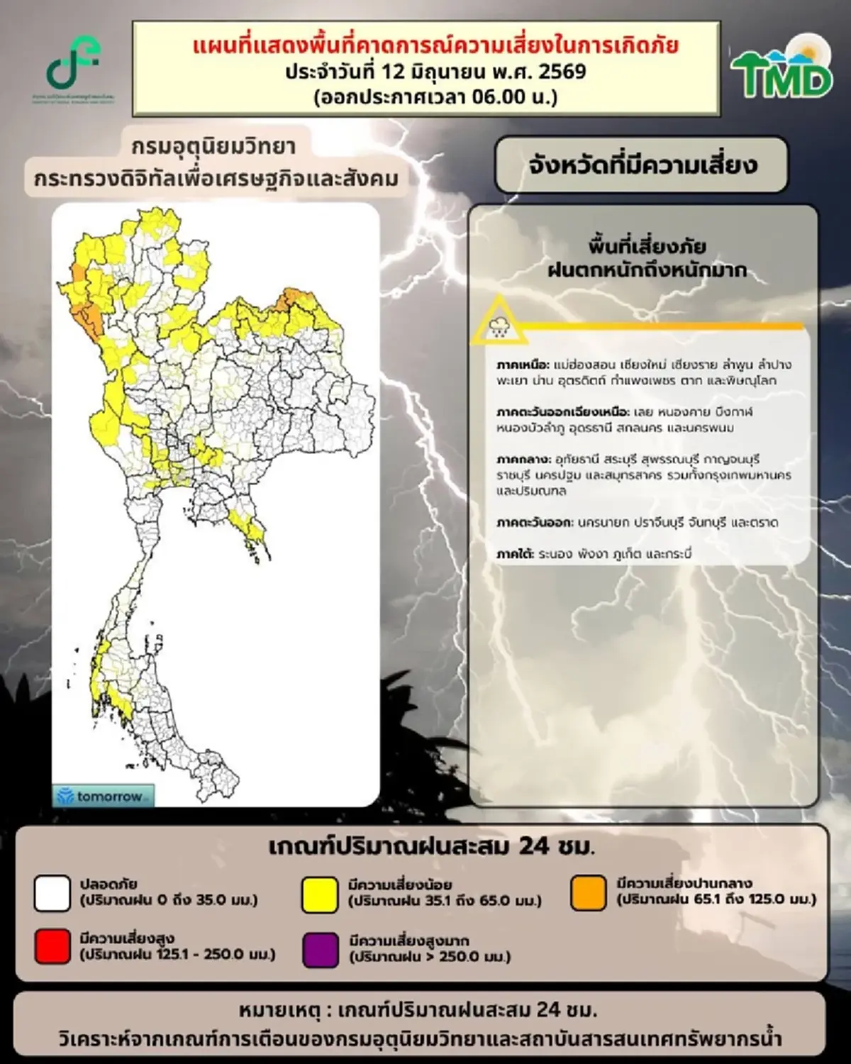 เตือนอิทธิพลร่องมรสุม 44 จังหวัด วันนี้ฝนตกหนักถึงหนักมาก 