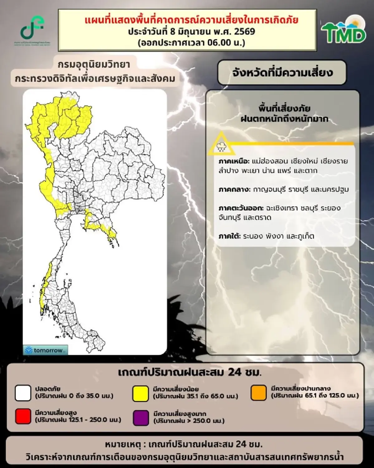 เตือน 31 จังหวัด ระวังมรสุมวันนี้ ฝนตกหนัก เสี่ยงน้ำท่วมฉับพลัน