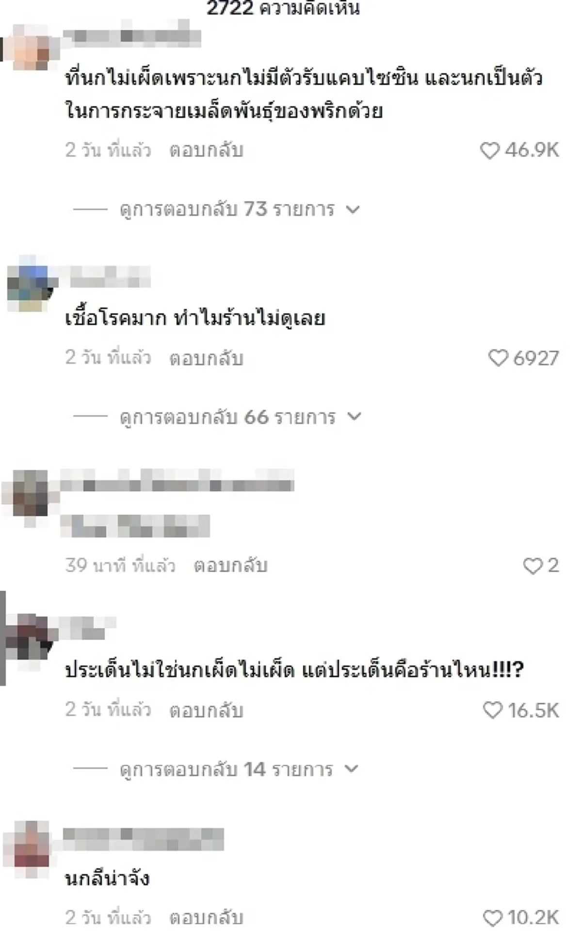 ถึงบางอ้อ นกบุกจิกพริกป่นบนโต๊ะก๋วยเตี๋ยว เฉลยแล้วทำไมไม่เผ็ด