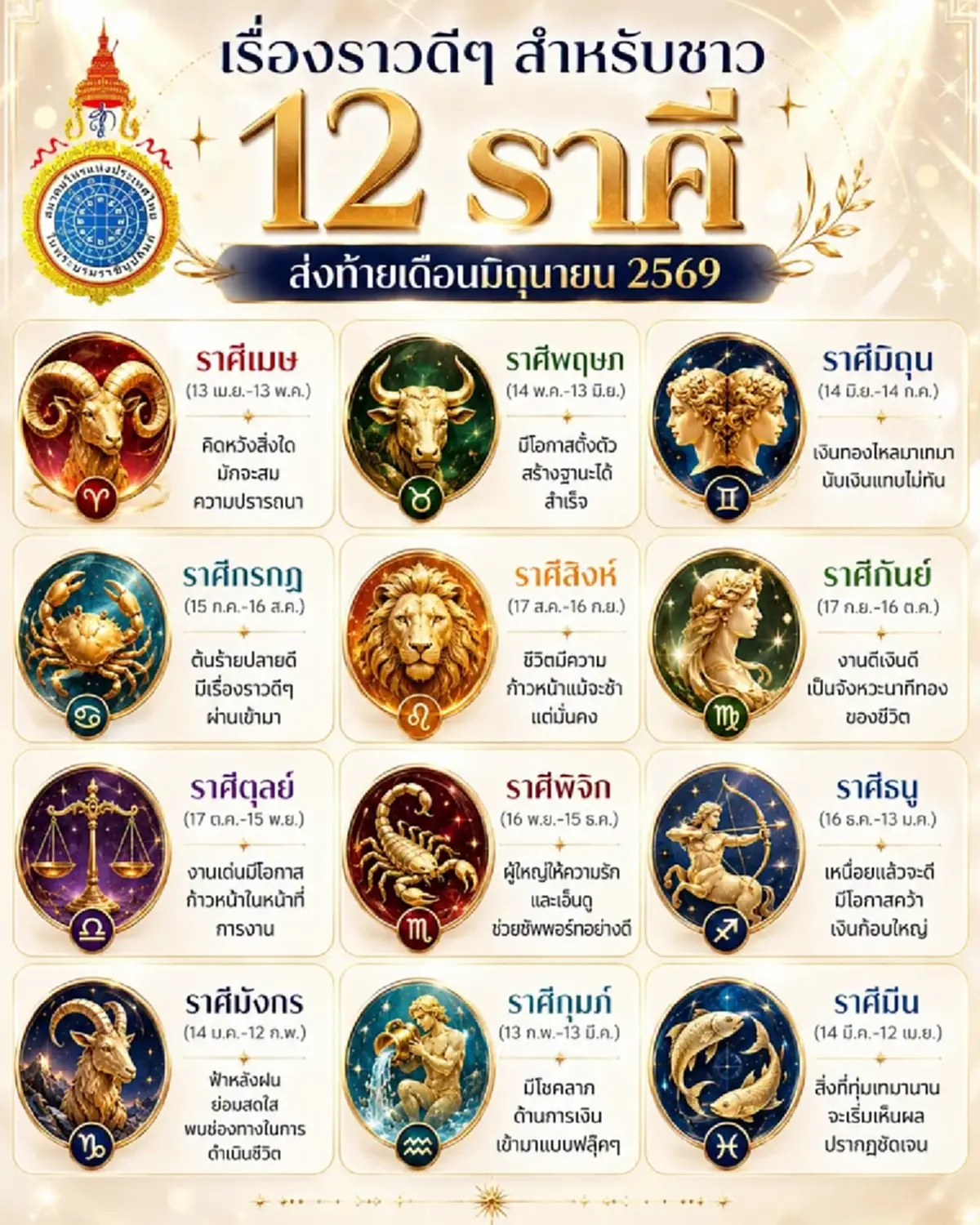 เคาะ 3 ราศี ส่งท้าย มิ.ย. 69 เตรียมรับโชคลาภ เงินทองไหลมาเทมา
