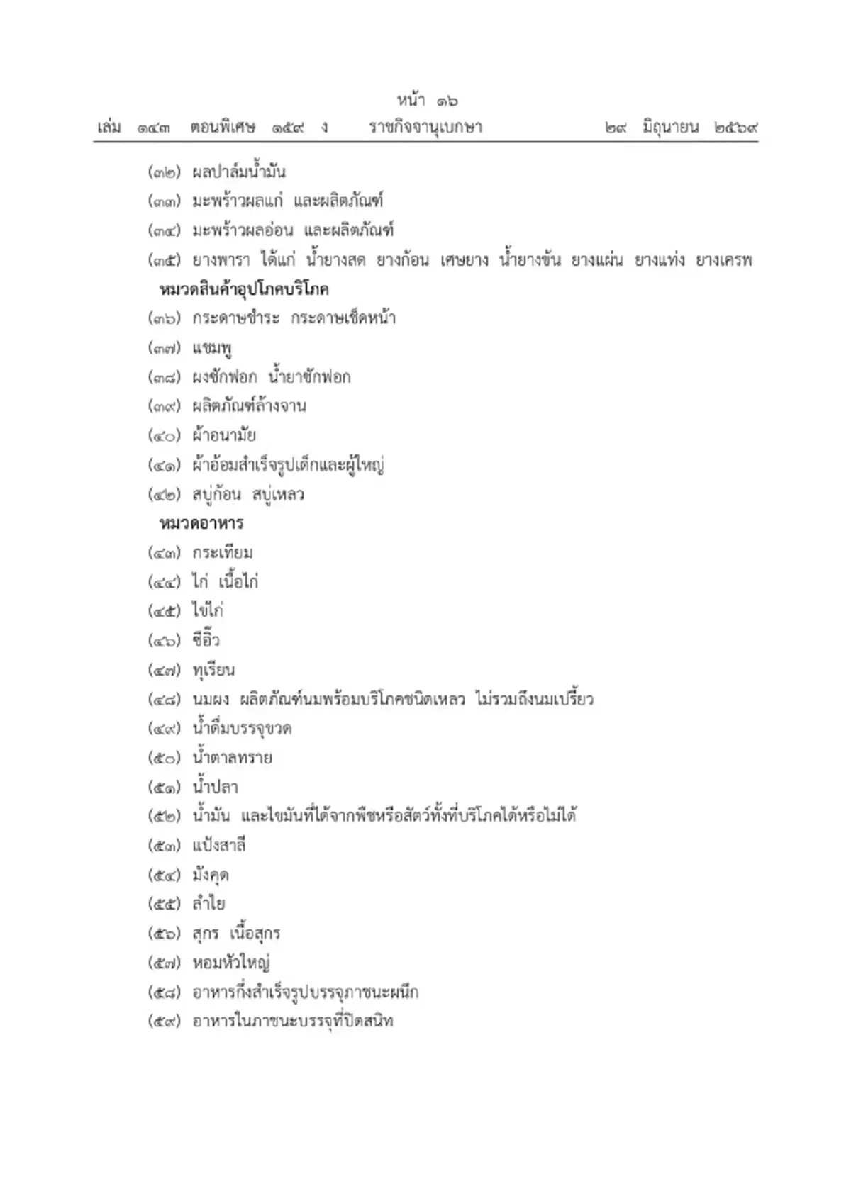 ราชกิจจาฯ ประกาศ 66 สินค้า-บริการควบคุม บังคับใช้ 1 ปี เริ่ม 1 ก.ค.นี้